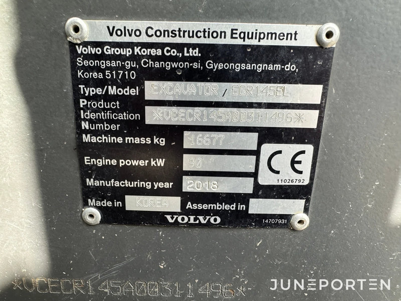 Bandgrävare Volvo ECR 145 EL