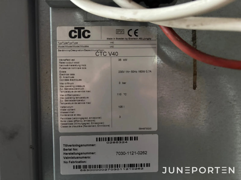 CTC V40 Vedpanna med komplett system