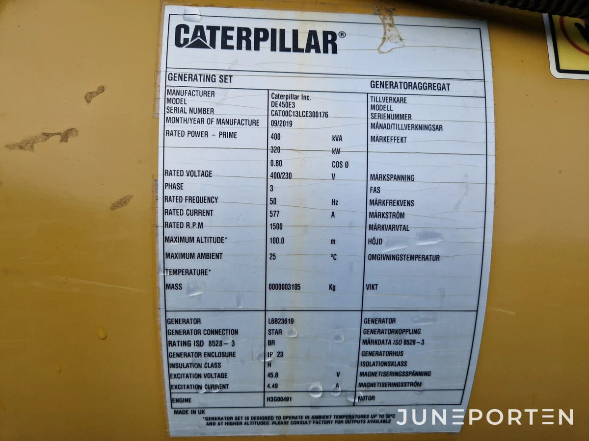 Dieselgenerator Caterpillar DE450E3
