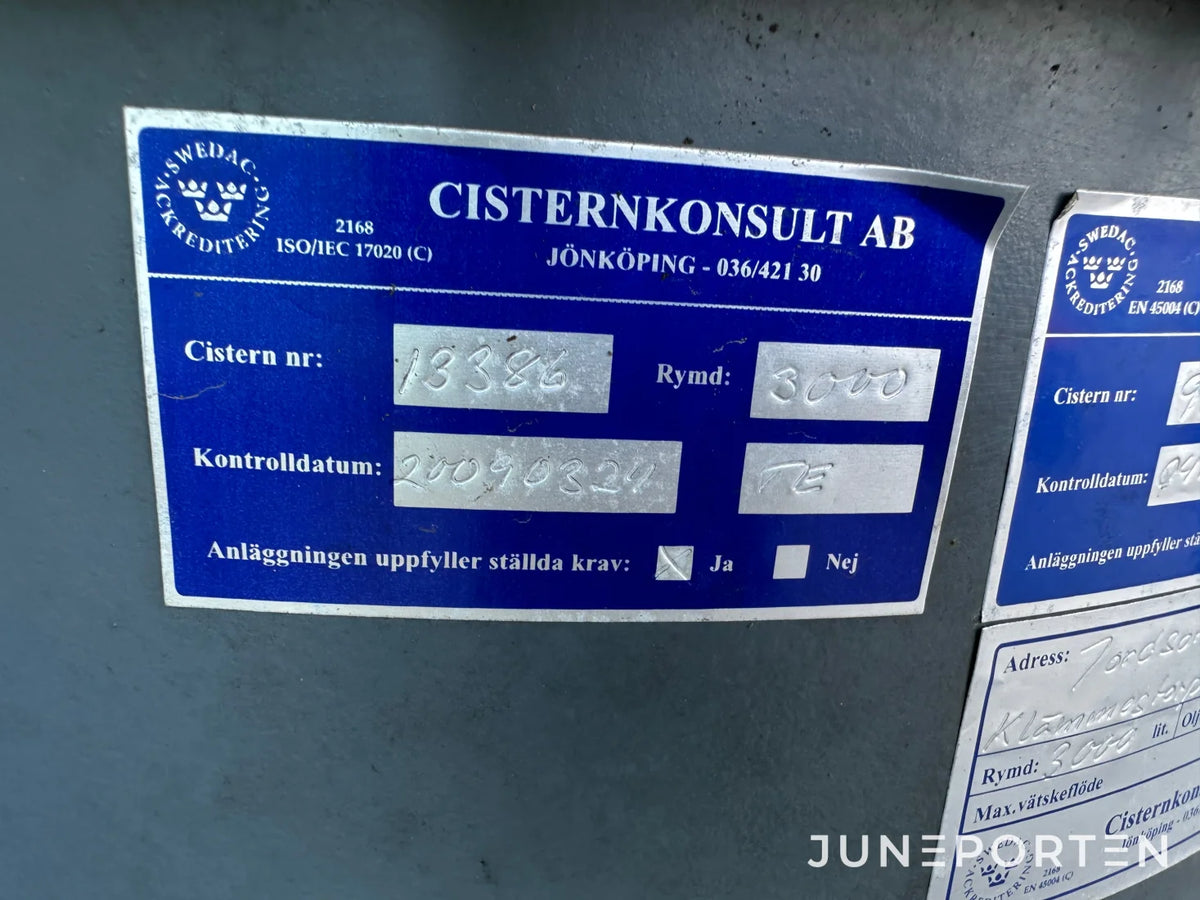 Dieseltank inbyggd 3000 liter