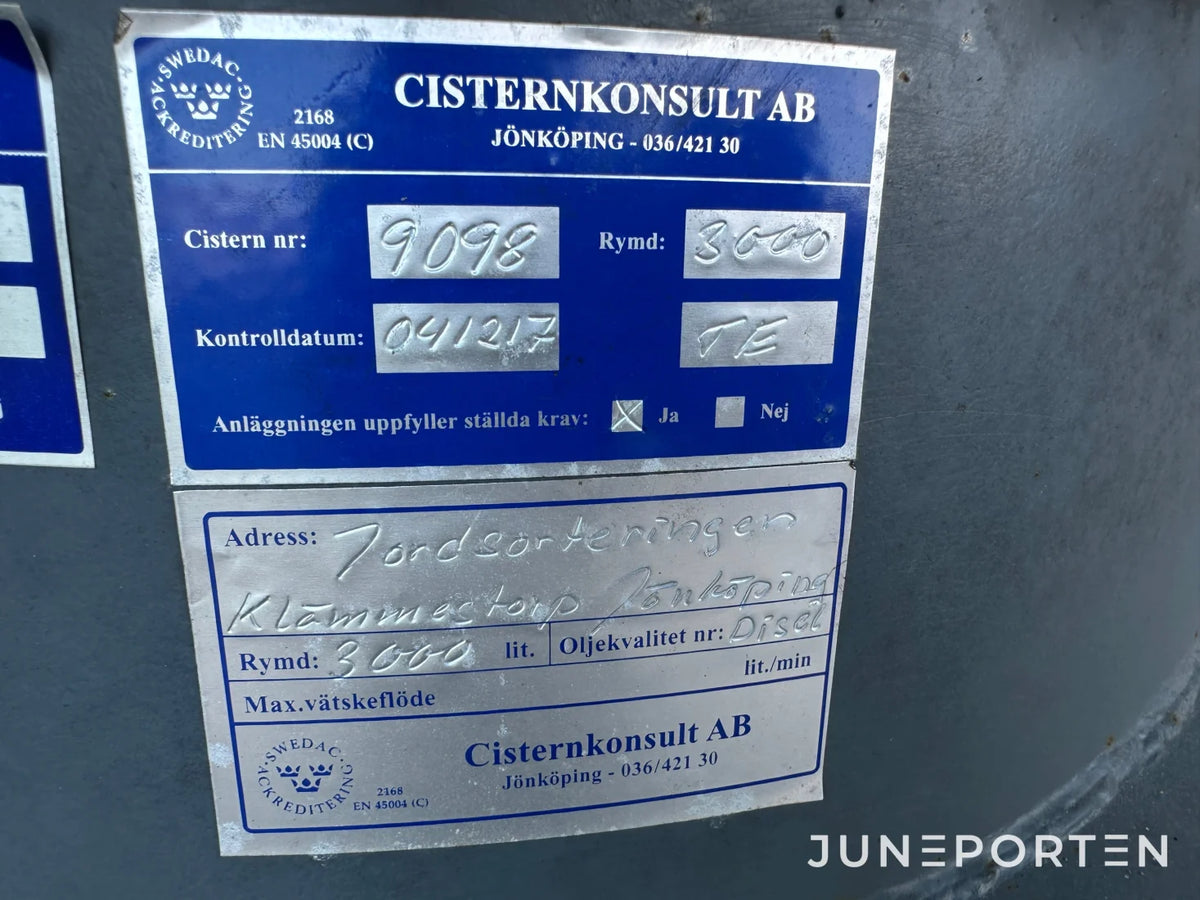 Dieseltank inbyggd 3000 liter