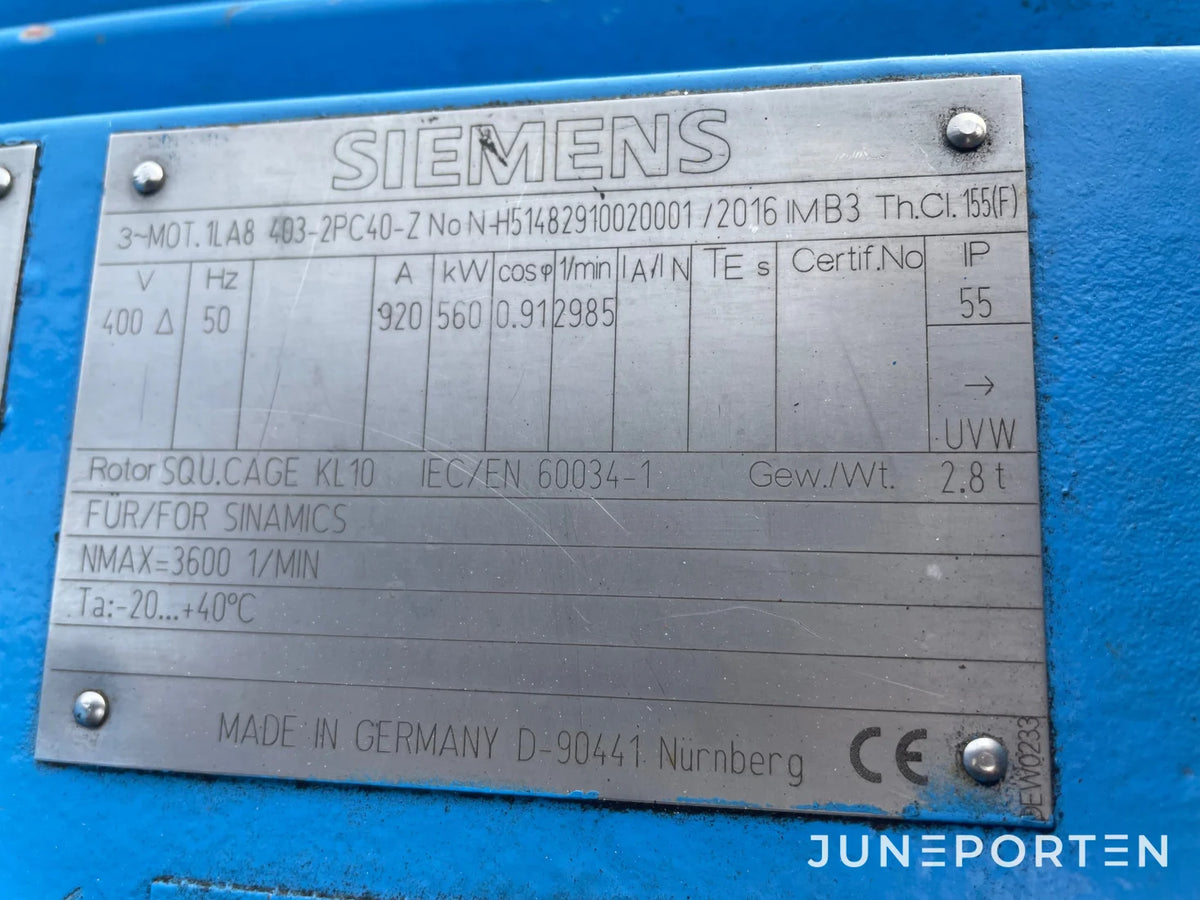 Elmotor Siemens 560kW