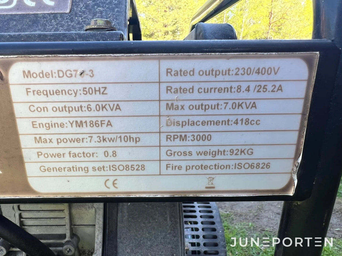 Generator Diese DG70-3 7,0 kW