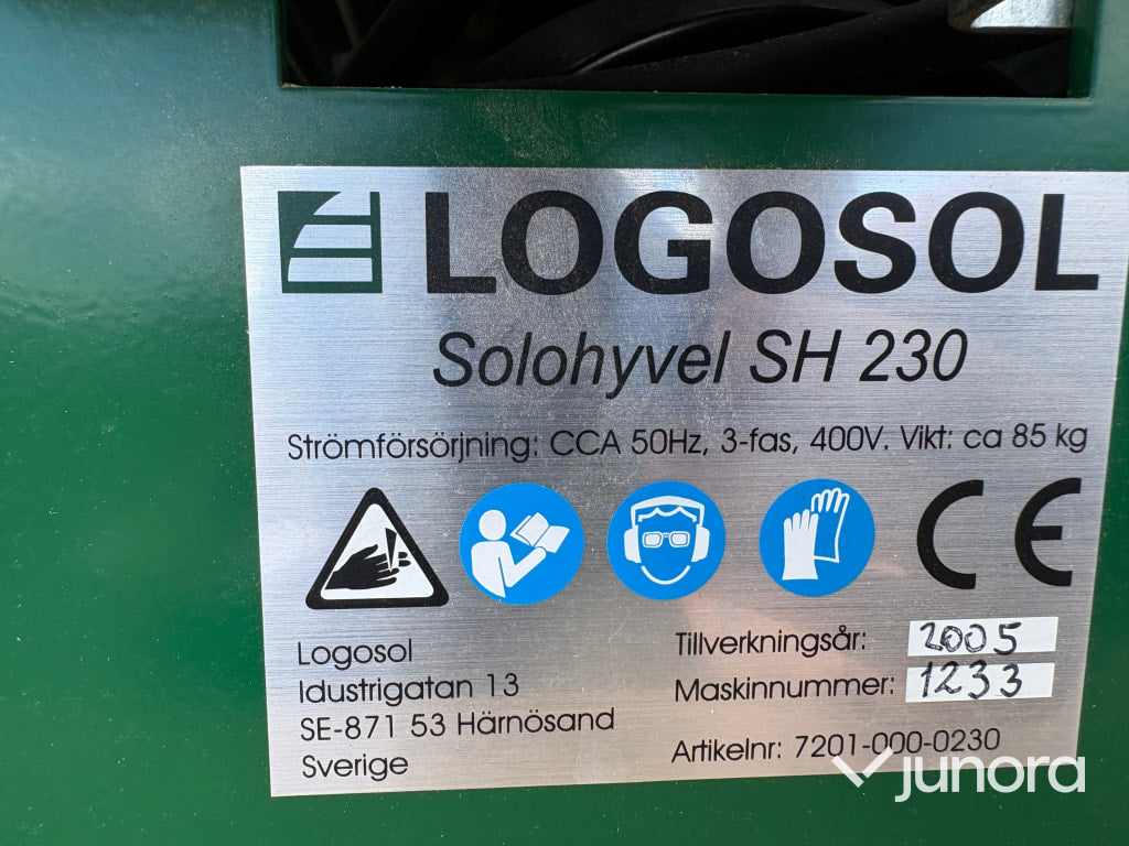 Logosol SH 230 hyvel med fläkt och spånuppsamlare