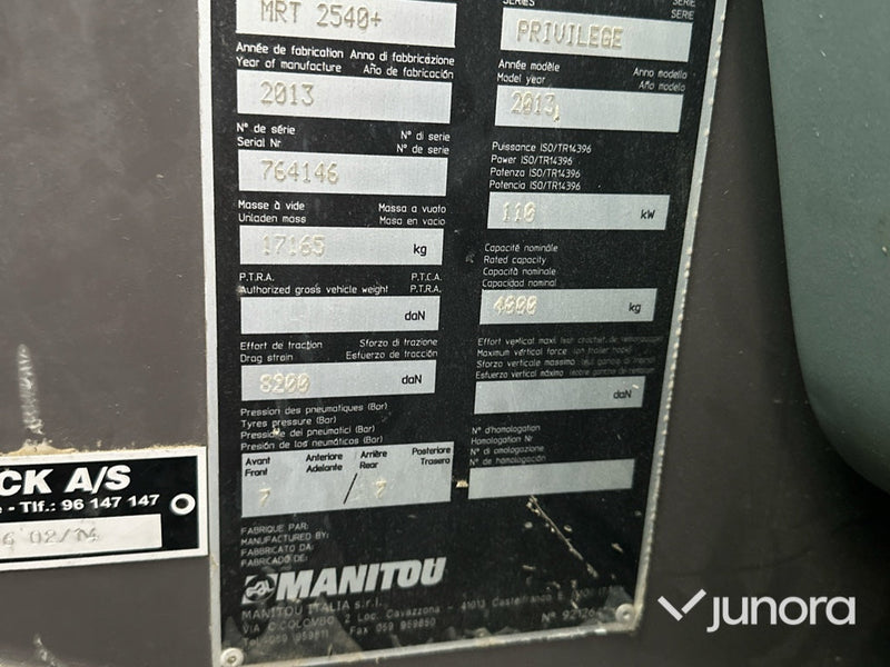 Teleskoplastare - Manitou, MRT 2540+