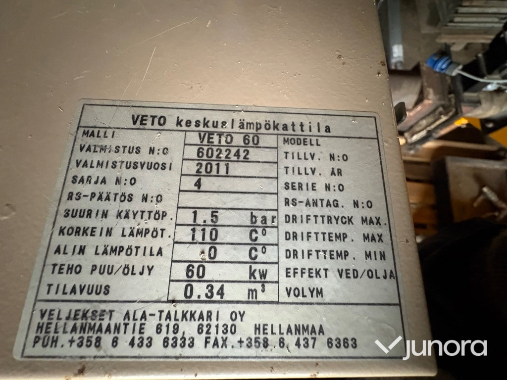 Fastbränslepanna – Ala-Talkkari Veto MAT, 60 kW