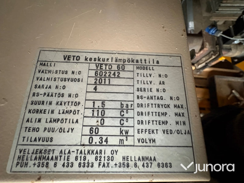 Fastbränslepanna – Ala-Talkkari Veto MAT, 60 kW