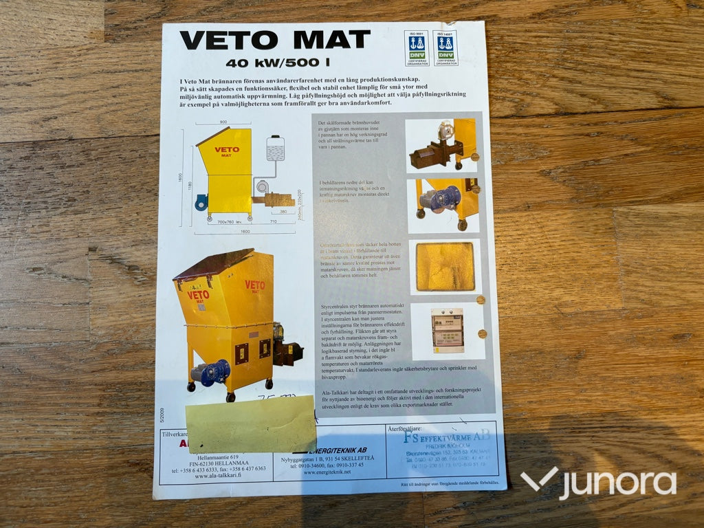 Fastbränslepanna – Ala-Talkkari Veto MAT, 60 kW