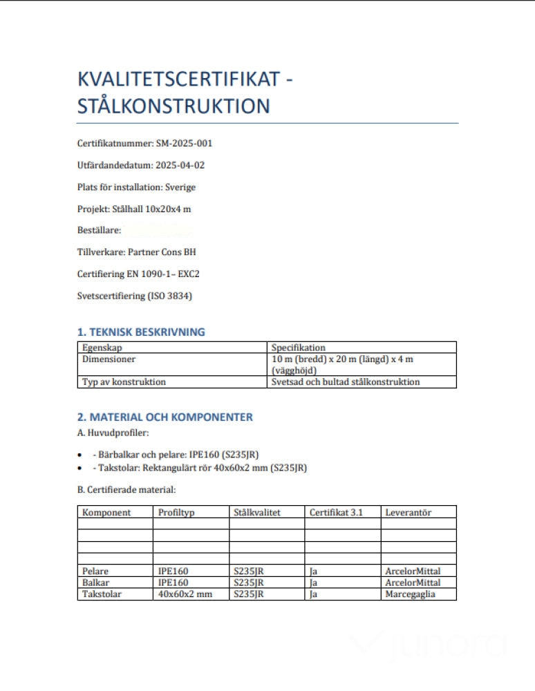 Stålramskonstruktion - Komplett