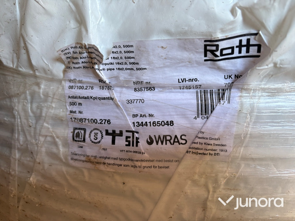 Golvvärmeslang – Roth Alu-LaserPlus 16 × 2,0 mm