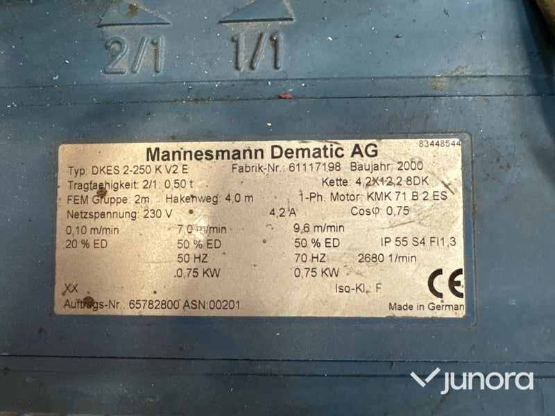 Kättingtelfrar - Demag, 3st,  250/500 kg