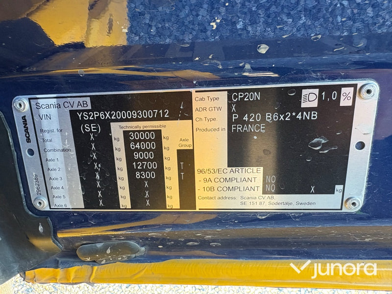 Lastbil + Släp + Flak - Scania, P420 B6X2*4NB