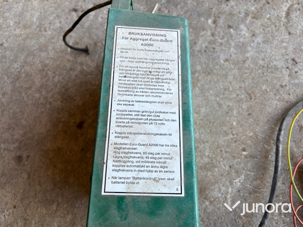 Batteriaggregat till elstängsel - Euro Guard, A2000