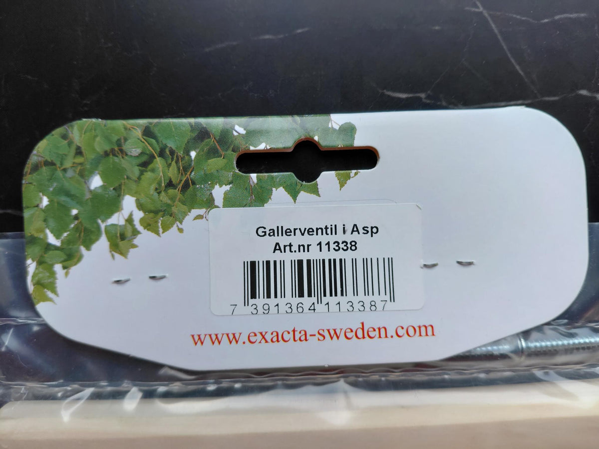 Gallerventil och skjutventil i trä tex till bastu