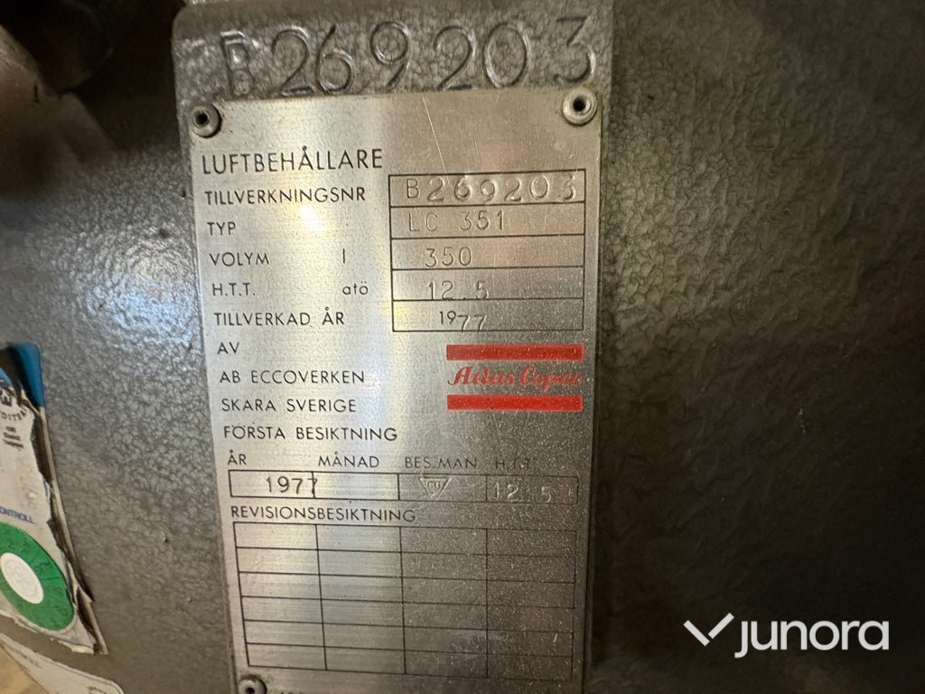 Atlas Copco luftkompressor + extra tank