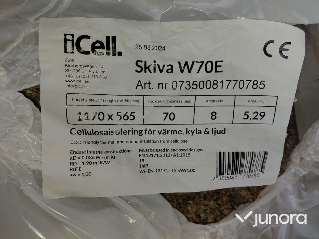 Isolering iCell W70E Fuktskadad, torkad