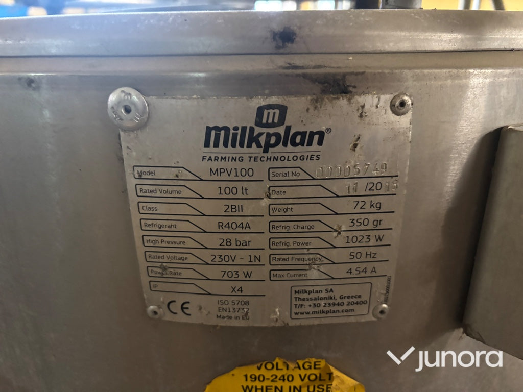 Mjölkkyltank - Milkplan, MPV100, 100L