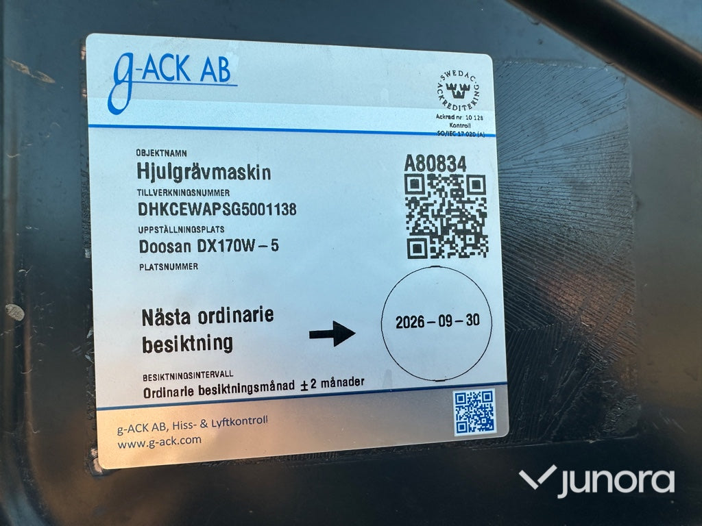 Hjulgrävare - Doosan, DX 170 W