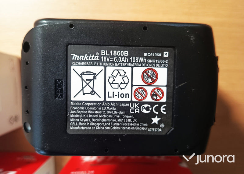 4 st Makita 18V 6.0Ah batterier (BL1860)