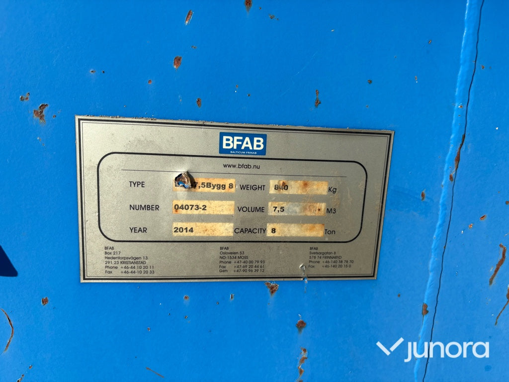 Container - BFAB, LBF-7,5 Bygg 8, 7,5m³