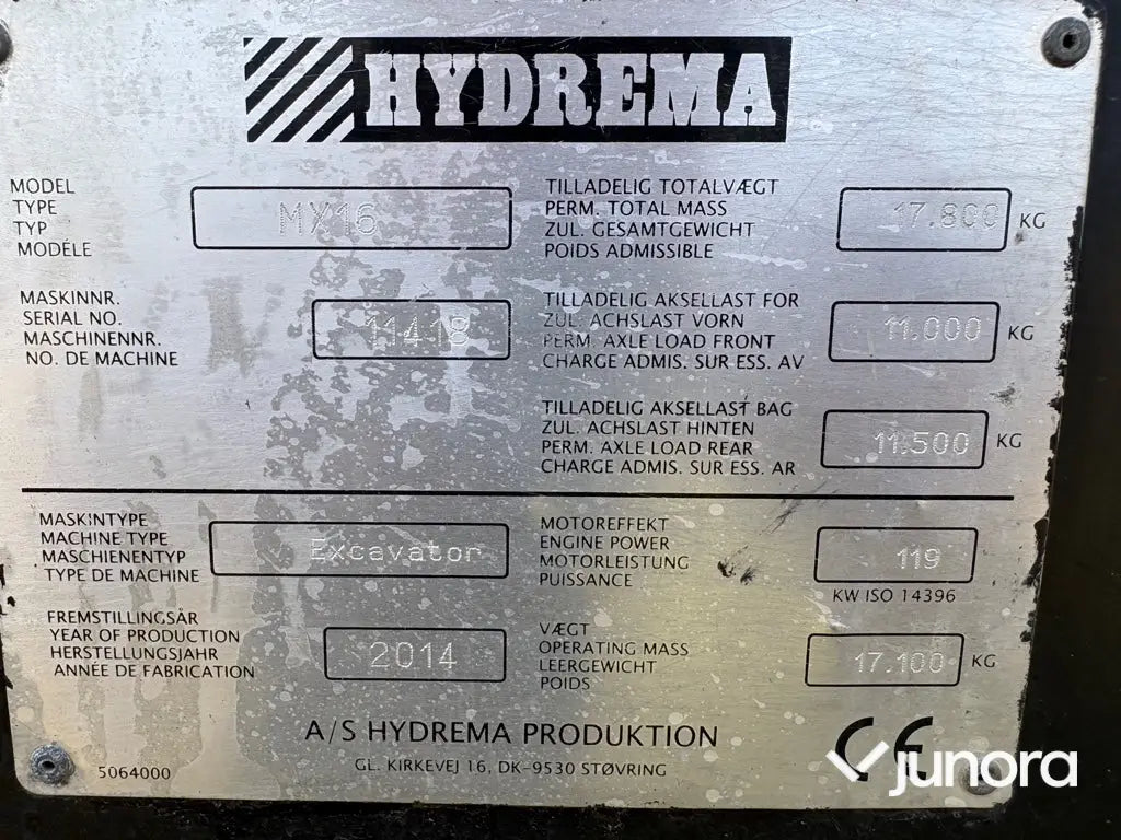 Hjulgrävmaskin - Hydrema MX16