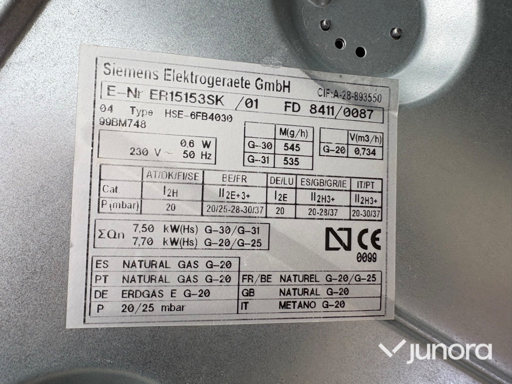 Spishäll gas - Siemens ER15153SK