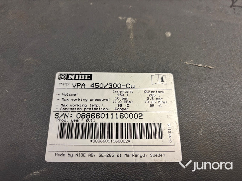 Ackumuletortank - Nibe, VPA 450/300-Cu