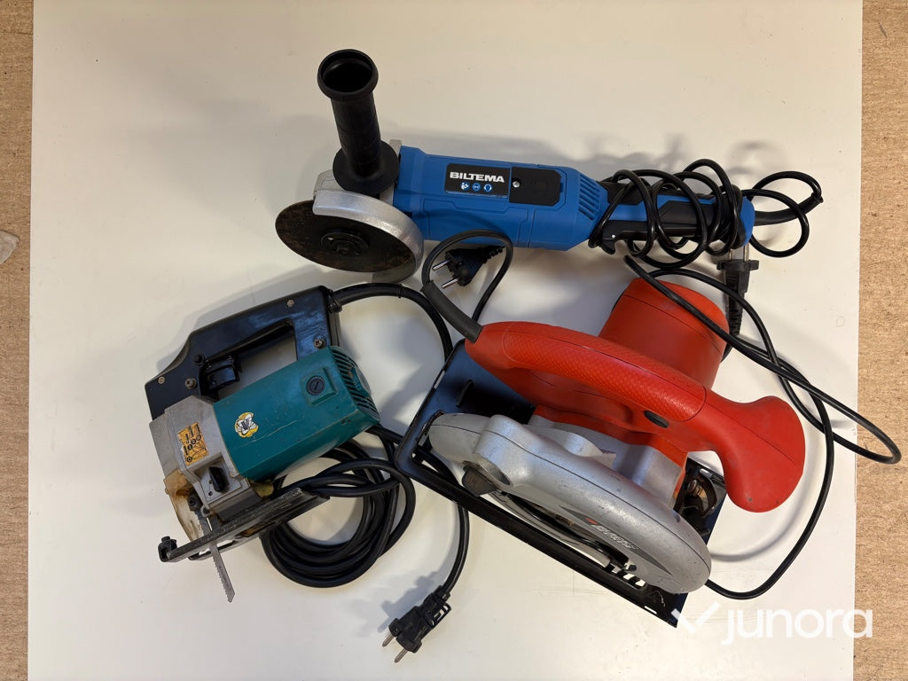 Verktygspaket, 3 st elverktyg - Makita, Black&Decker, Biltema