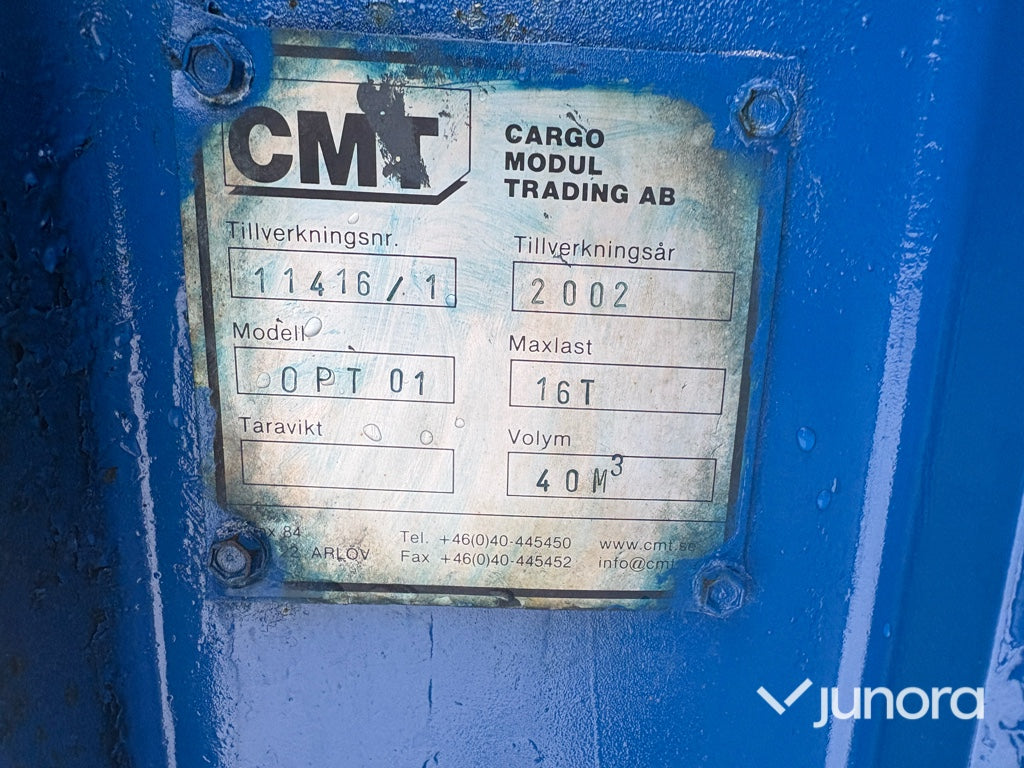 Lastväxlarcontainer - CMT, OPT01, 40m³