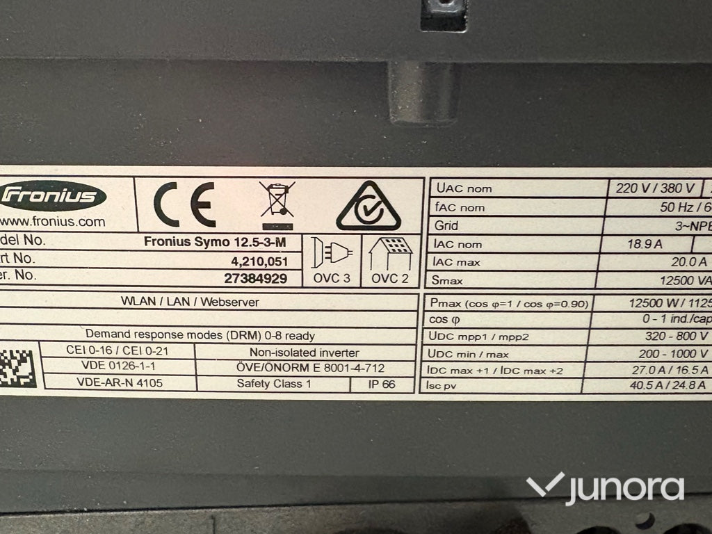 Växelriktare  – Fronius Symo  12,5 kW 12.5-3-M