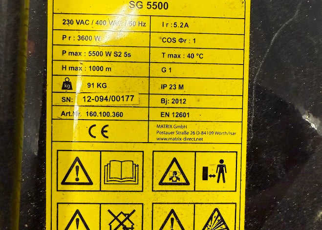 Stanley SG 5500 Elverk, generator