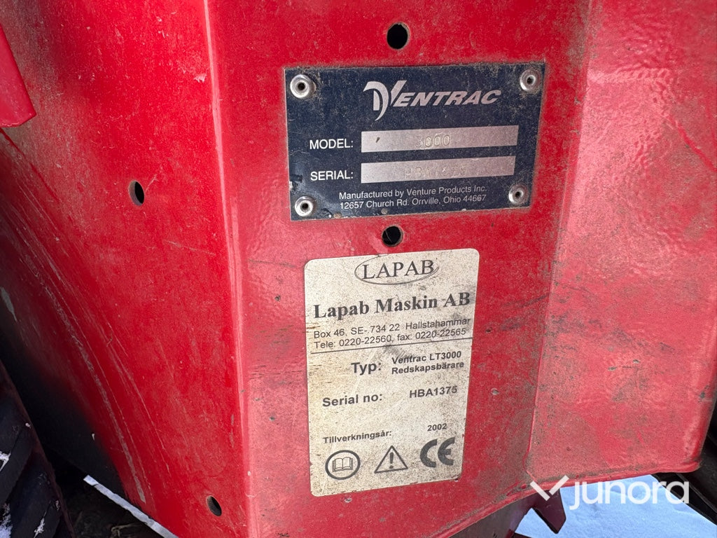 Redskapsbärare + Redskap - Ventrac, LT3000