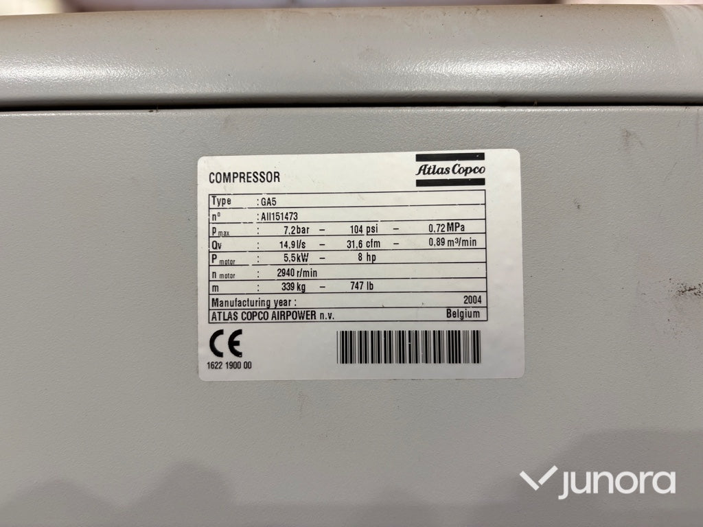 Skruvkompressor - Atlas Copco GA5 FF
