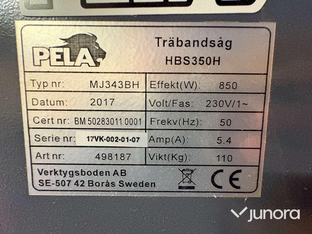 PELA HBS350H Trådbandsåg