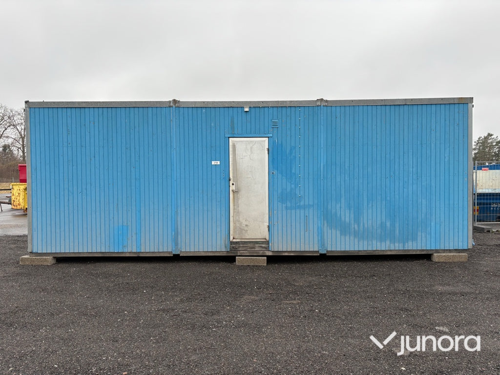 Byggbod – ca 8,5 × 2,9 m, med sanitetsutrustning