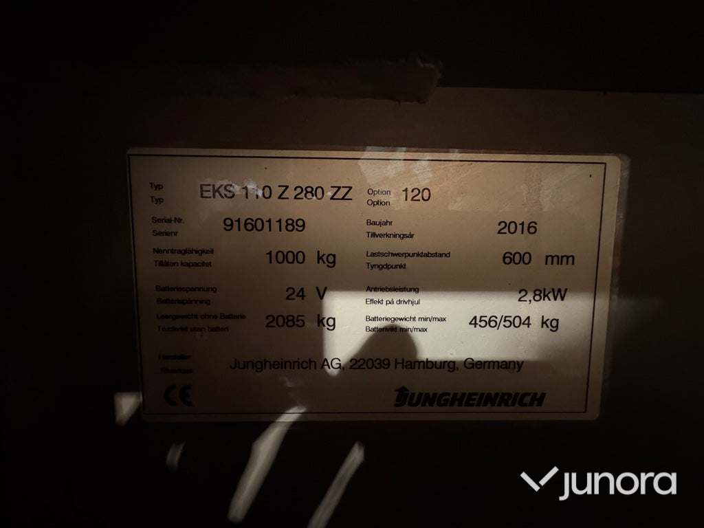 Plocktruck – Jungheinrich EKS 110 Z 280 ZZ