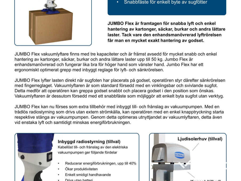 Vakuumlyftare + Pelarsvängkran - Schmalz, JumboFlex 35