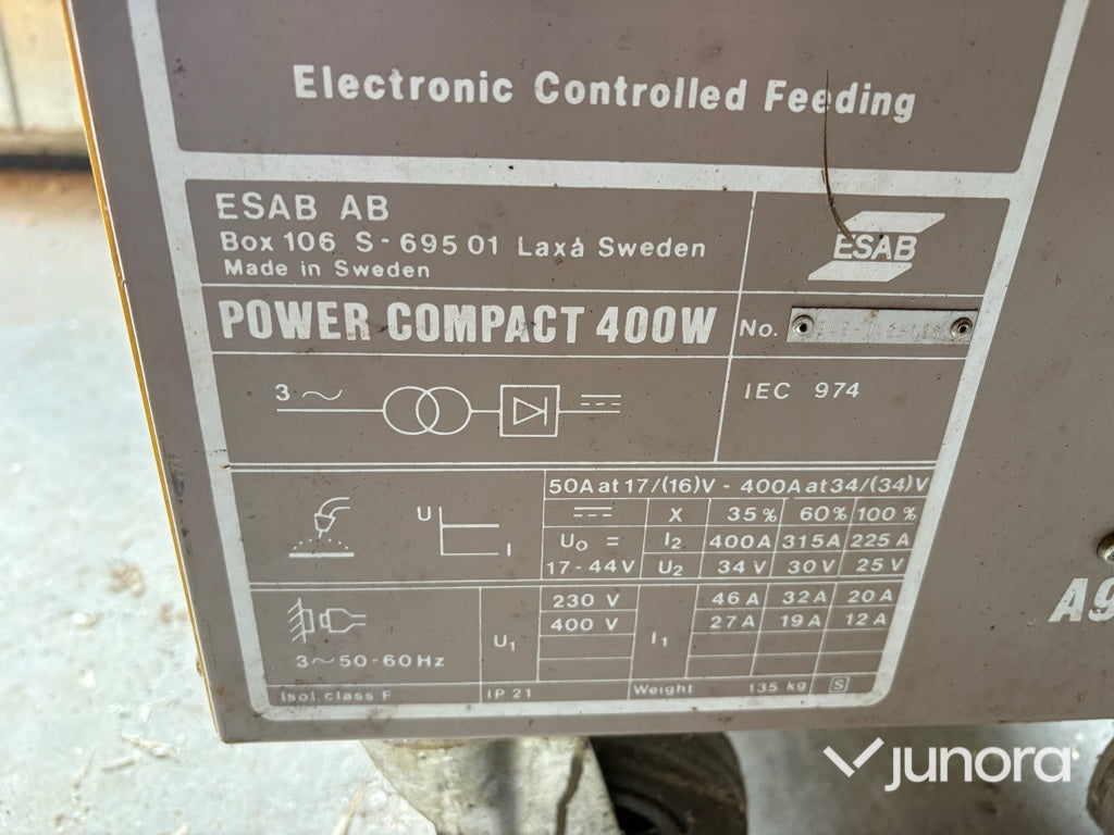 Migsvets - ESAB Power Compact 400W med vattenkylning