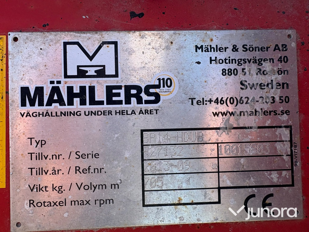 Sidovinge till traktor - Mählers, SP14-HDUB, 3-punkt