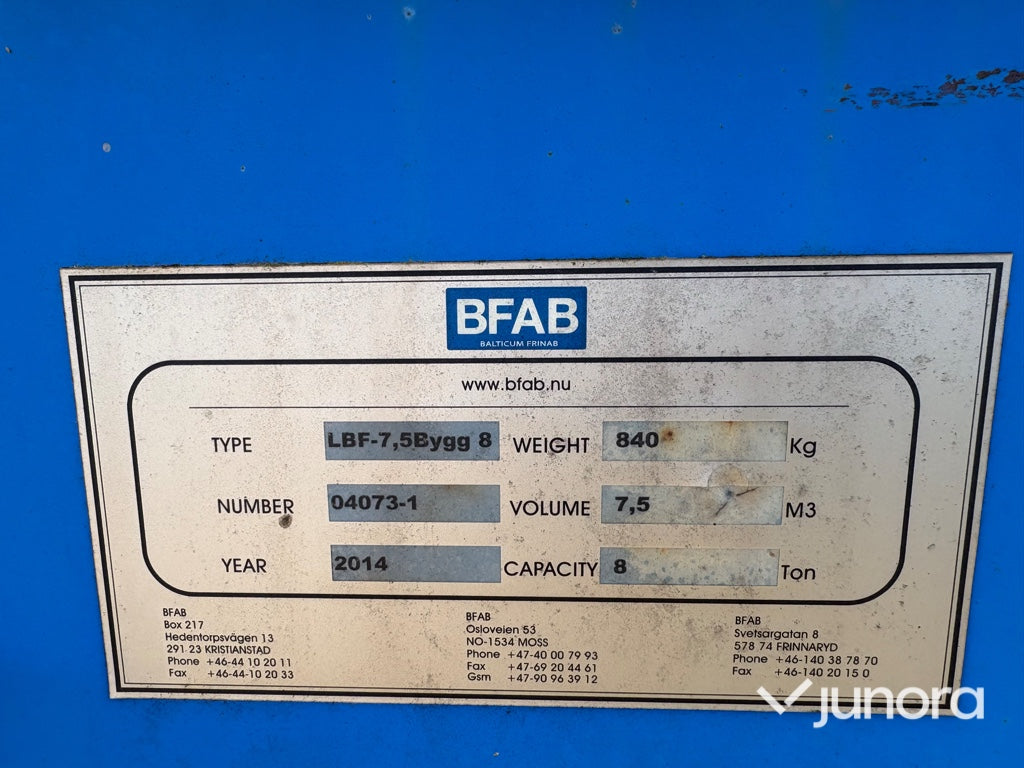 Container - BFAB, LBF-7,5 Bygg 8, 7.5m³