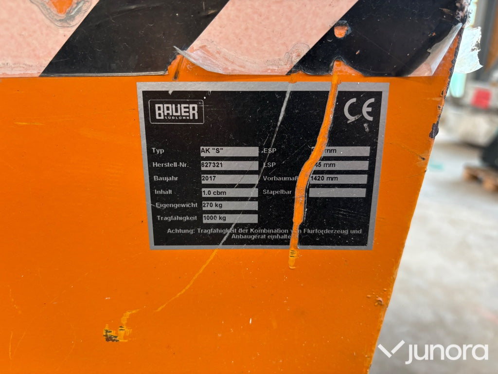 Tippcontainer - Bauer, AK 'S', 1 000 kg