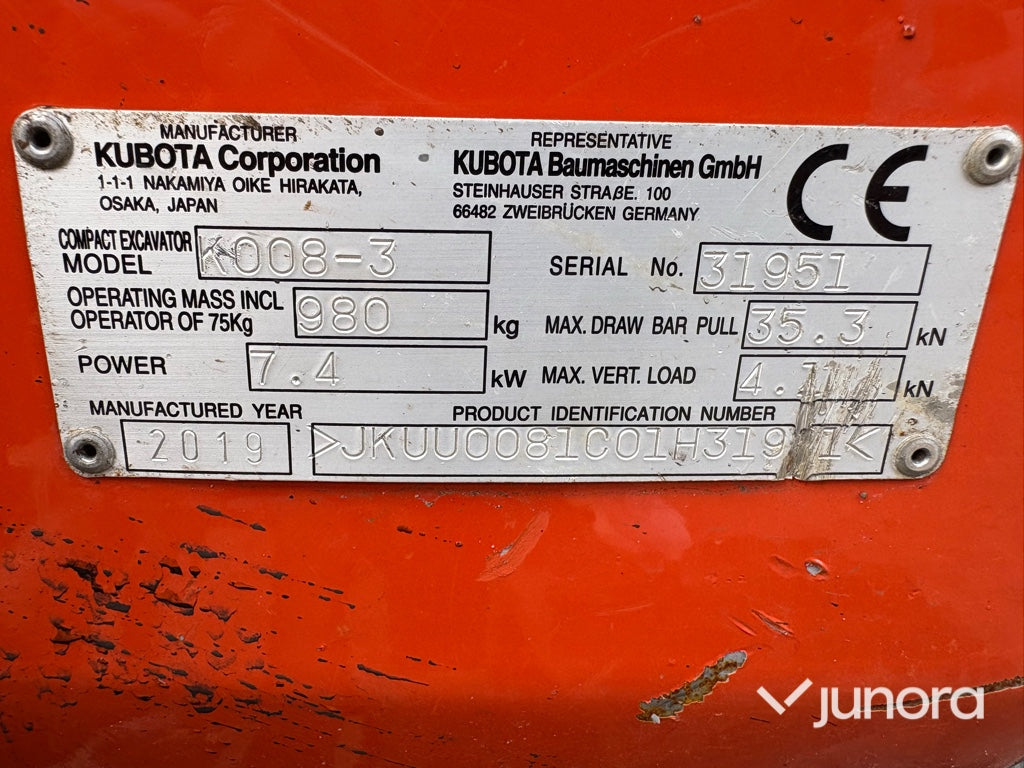 Minigrävare - Kubota, K008-3