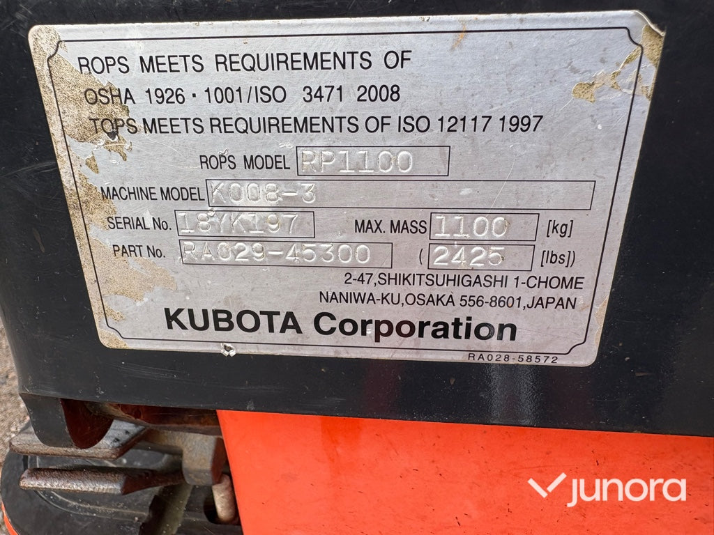 Minigrävare - Kubota, K008-3