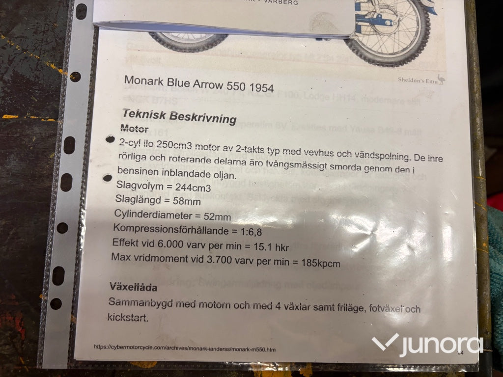 Veteranmotorcykel Monark Blue Arrow M550