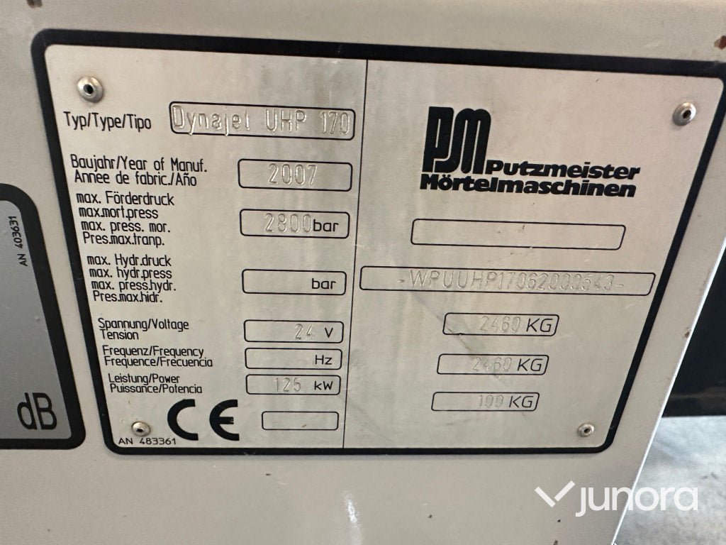 Vattenbilningsmaskin - Putzmeister Dynajet UHP 170