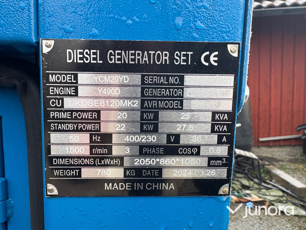 Dieselgenerator - YCM20YD, 20 kW