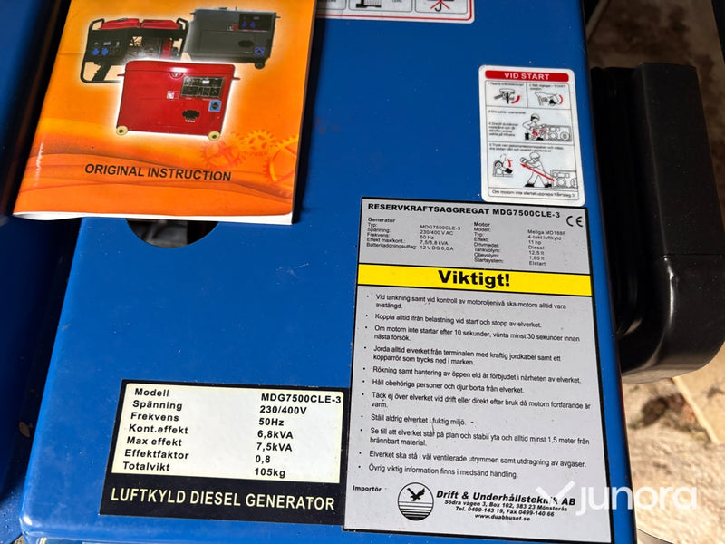 Dieselelverk DUAB-Power MDG7500CLE-3