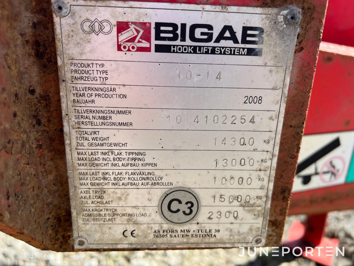 Lastväxlarvagn Bigab 10-14 med flak