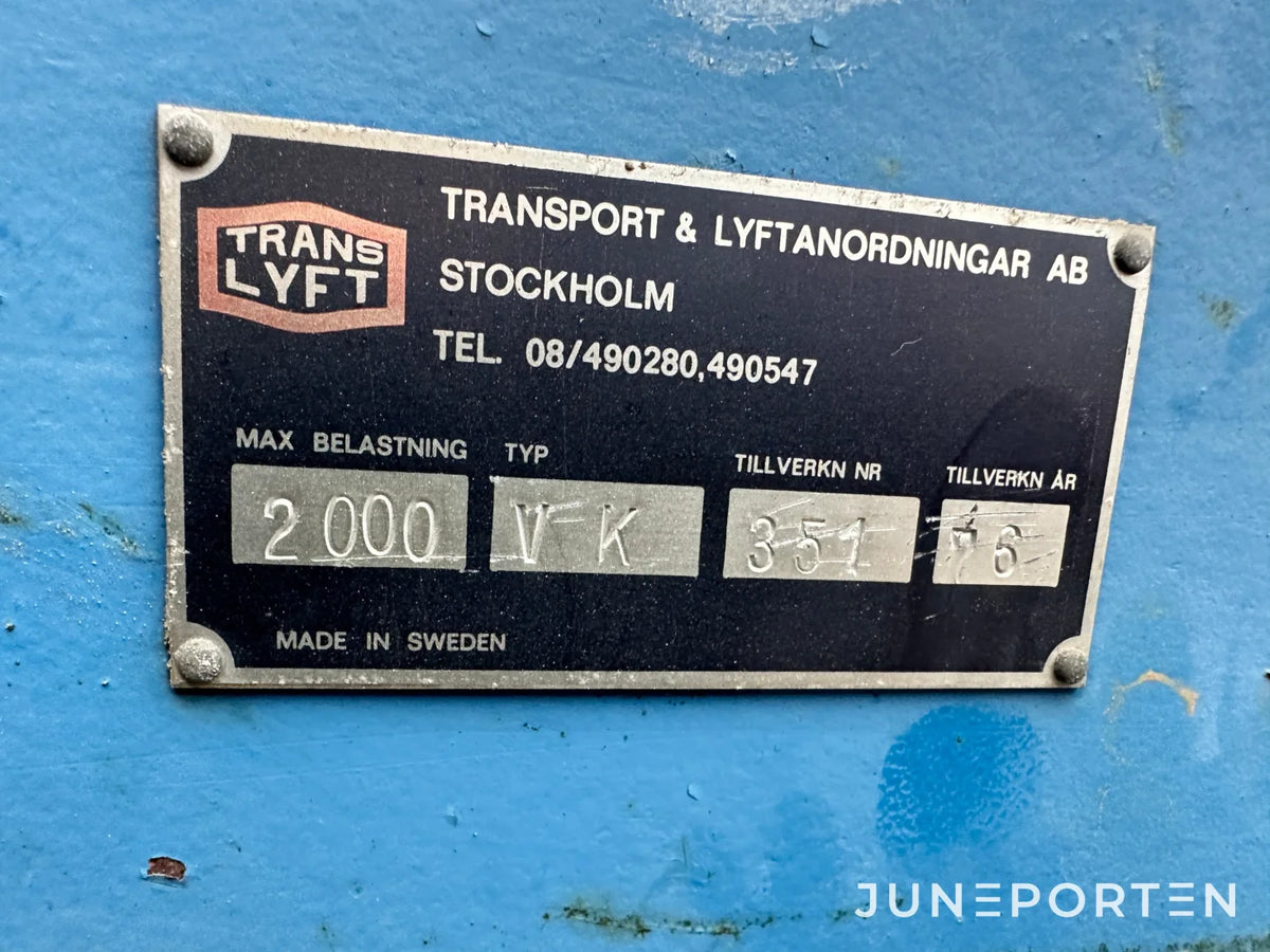 Motorlyft Translyft 2000 kg