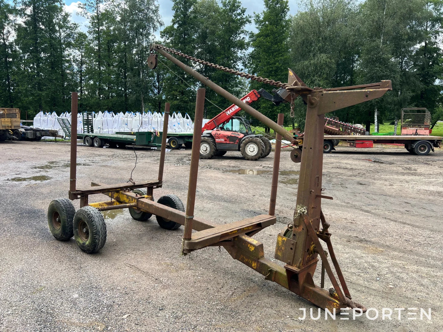 Timmervagn Rottne med vajerkran